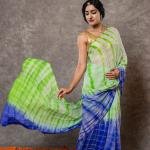 Mint Green & Blue Shaded Lehariya Saree | Sequin Work | Jaipurio Designer Collection